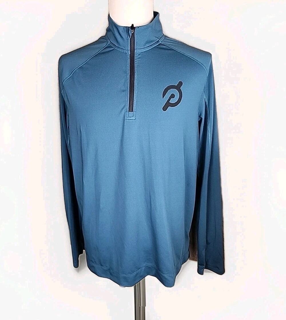 Rhone x Peloton 1/4 Zip Pullover Men's L Blue Wicking Commuter Pullover Stretch